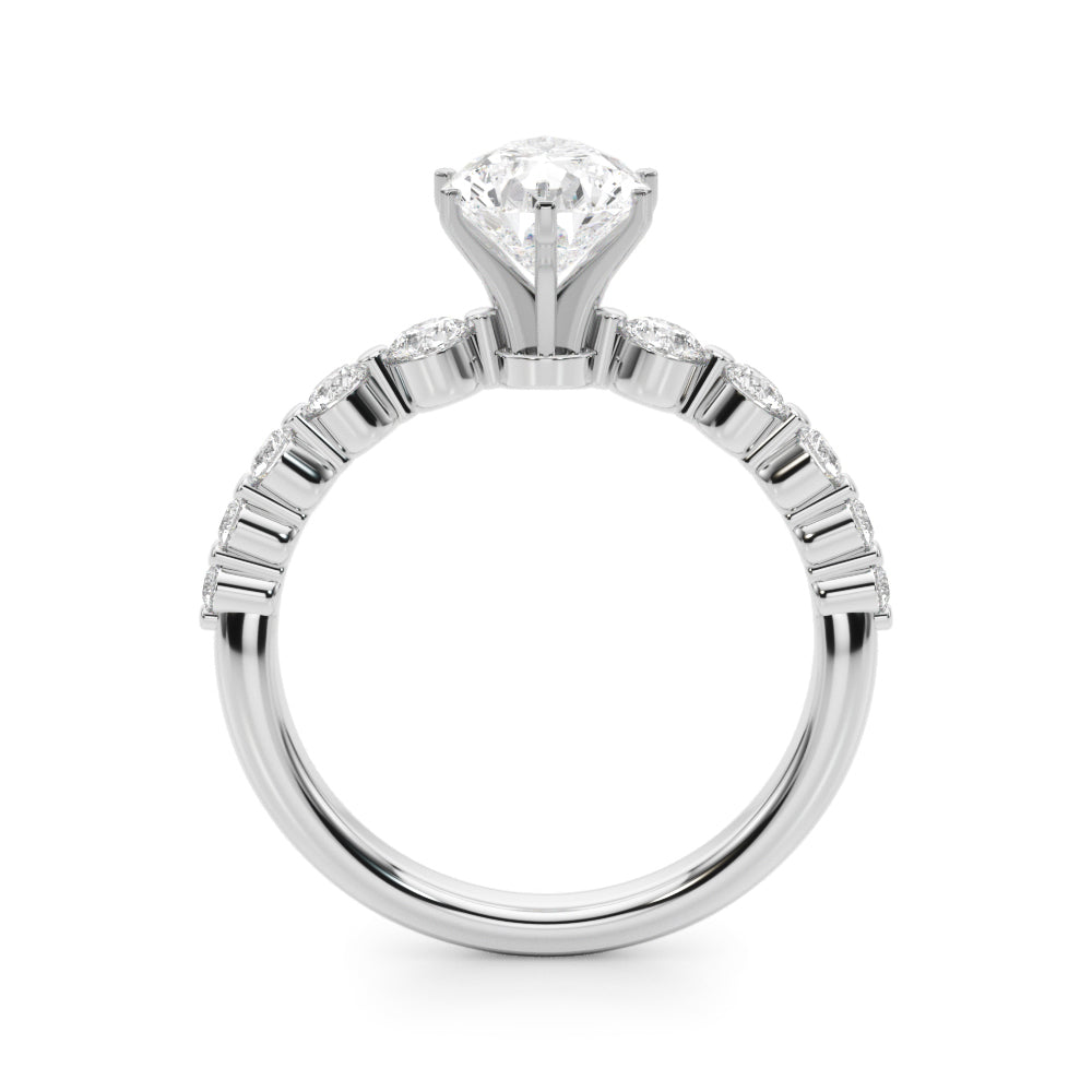 Majestic Single Row Shared Pr Eng Ring Round Diamond Engagement Ring — 9K/18K Gold & Platinum