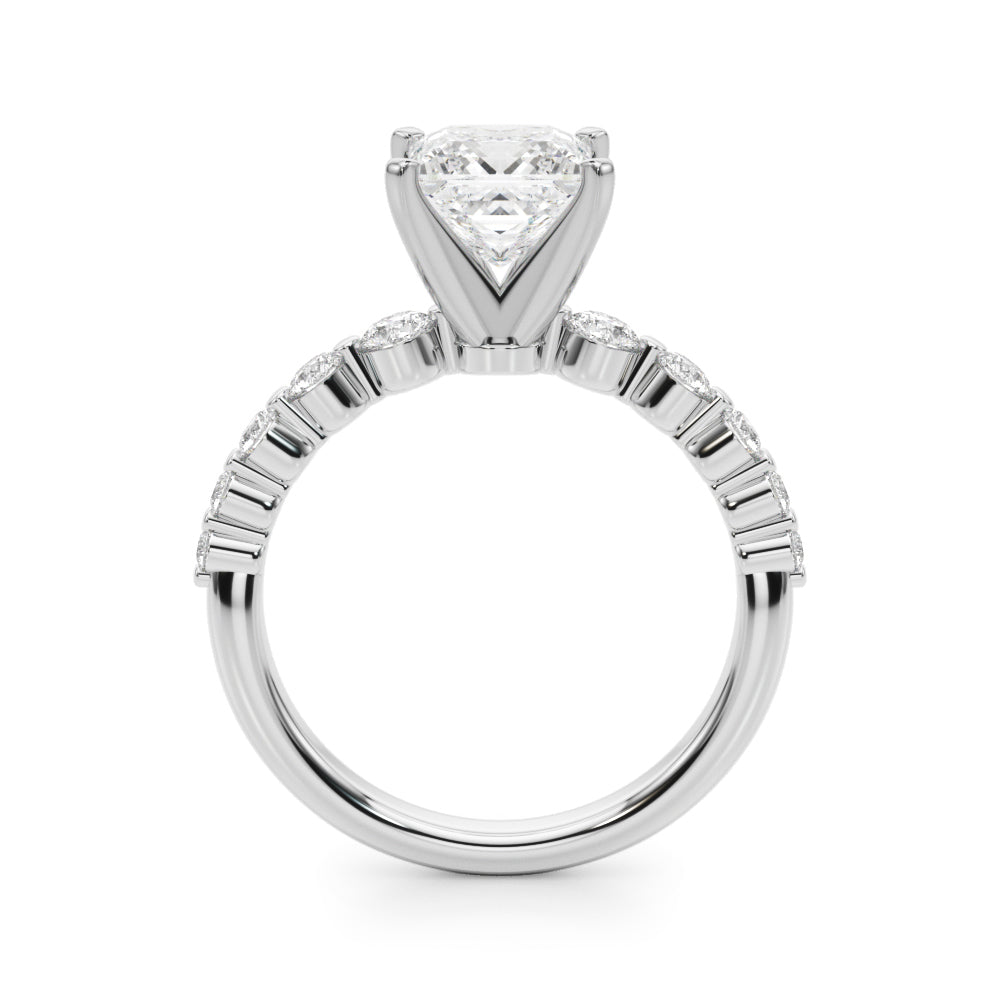 Majestic Single Row Shared Pr Eng Ring Round Diamond Engagement Ring — 9K/18K Gold & Platinum