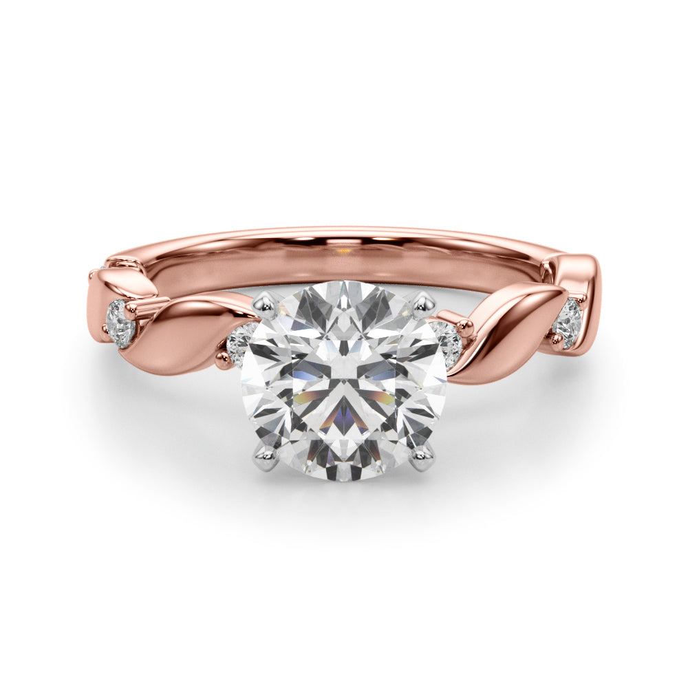 Sculpted Twist Diamond Engagement Ring Round Diamond Engagement Ring — 9K/18K Gold & Platinum
