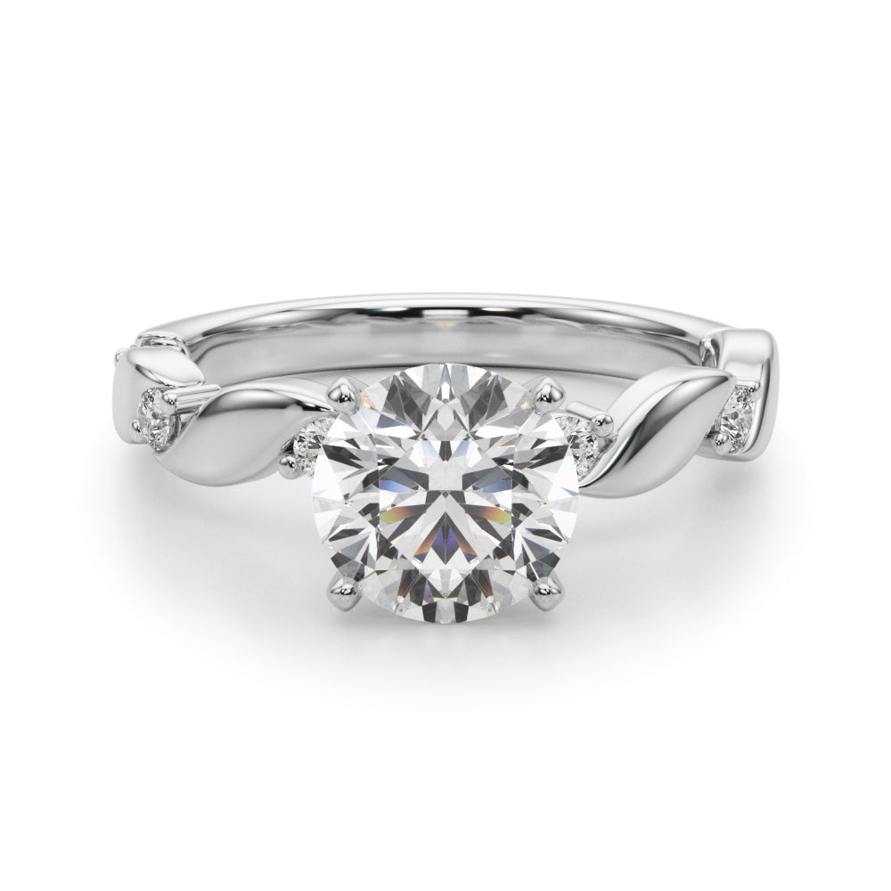 Sculpted Twist Diamond Engagement Ring Round Diamond Engagement Ring — 9K/18K Gold & Platinum