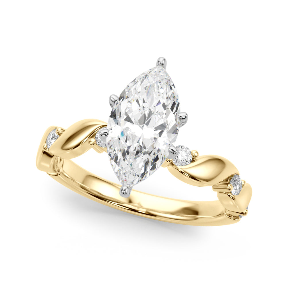 Sculpted Twist Diamond Engagement Ring Round Diamond Engagement Ring — 9K/18K Gold & Platinum