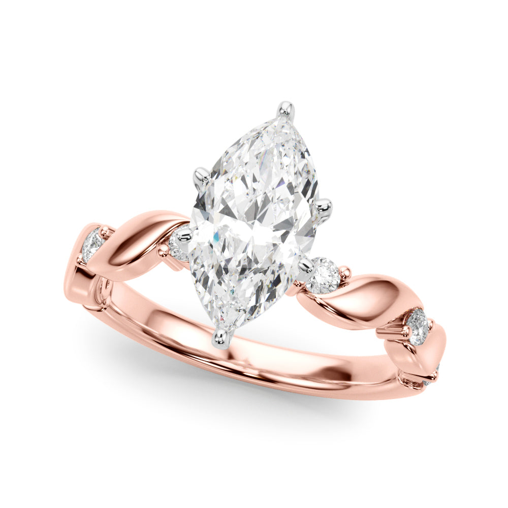 Sculpted Twist Diamond Engagement Ring Round Diamond Engagement Ring — 9K/18K Gold & Platinum