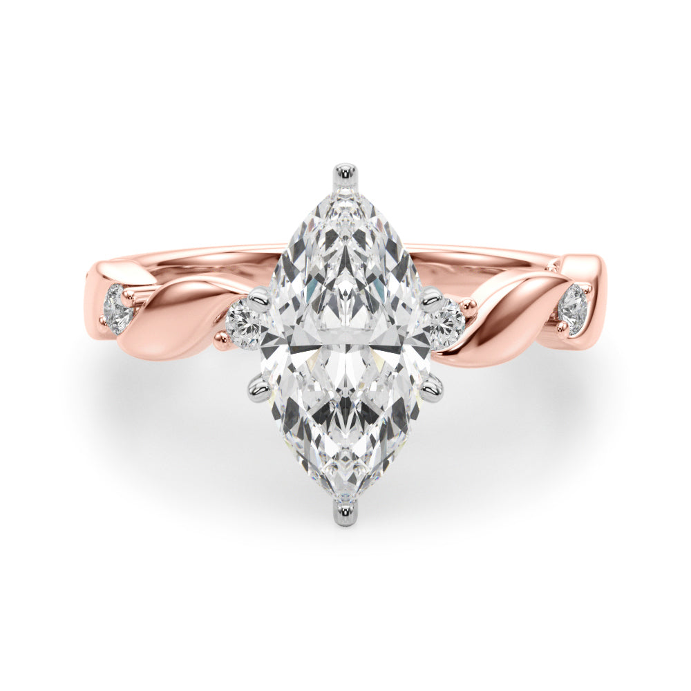Sculpted Twist Diamond Engagement Ring Round Diamond Engagement Ring — 9K/18K Gold & Platinum
