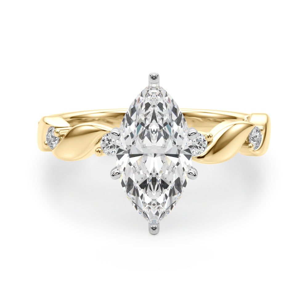 Sculpted Twist Diamond Engagement Ring Round Diamond Engagement Ring — 9K/18K Gold & Platinum