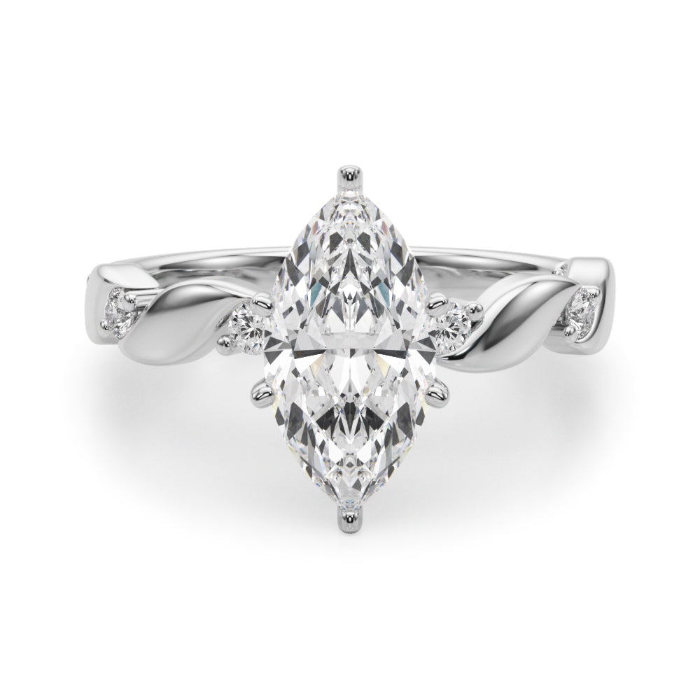 Sculpted Twist Diamond Engagement Ring Round Diamond Engagement Ring — 9K/18K Gold & Platinum