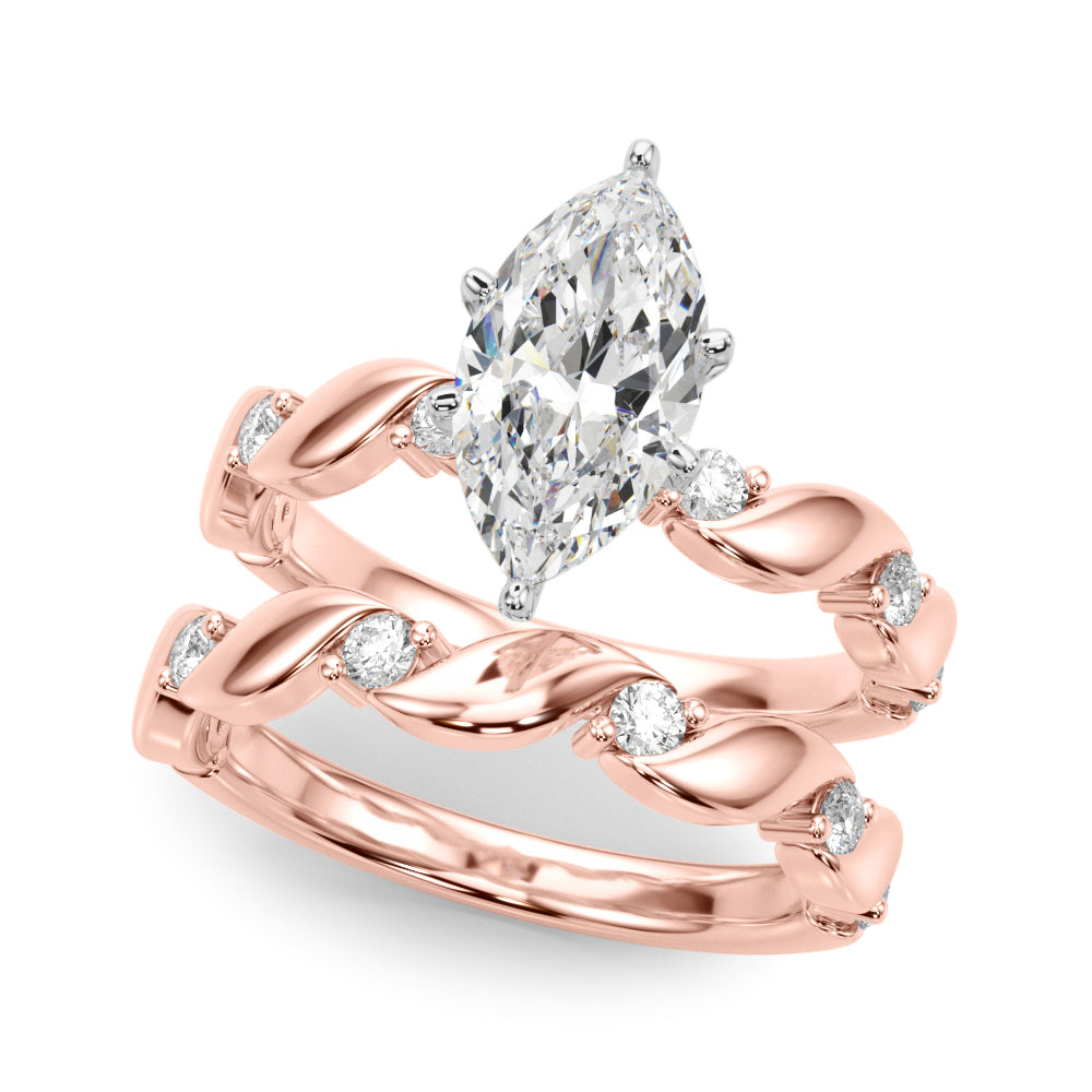 Sculpted Twist Diamond Engagement Ring Round Diamond Engagement Ring — 9K/18K Gold & Platinum