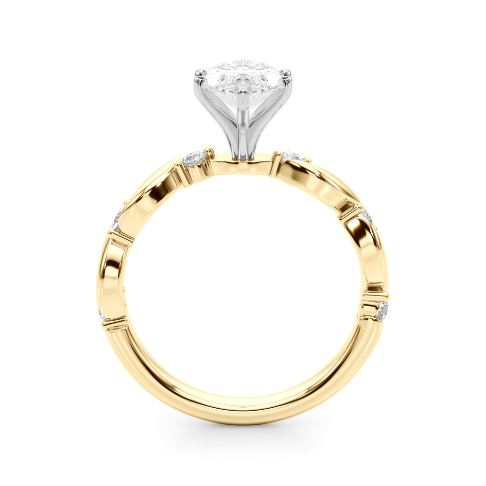Sculpted Twist Diamond Engagement Ring Round Diamond Engagement Ring — 9K/18K Gold & Platinum