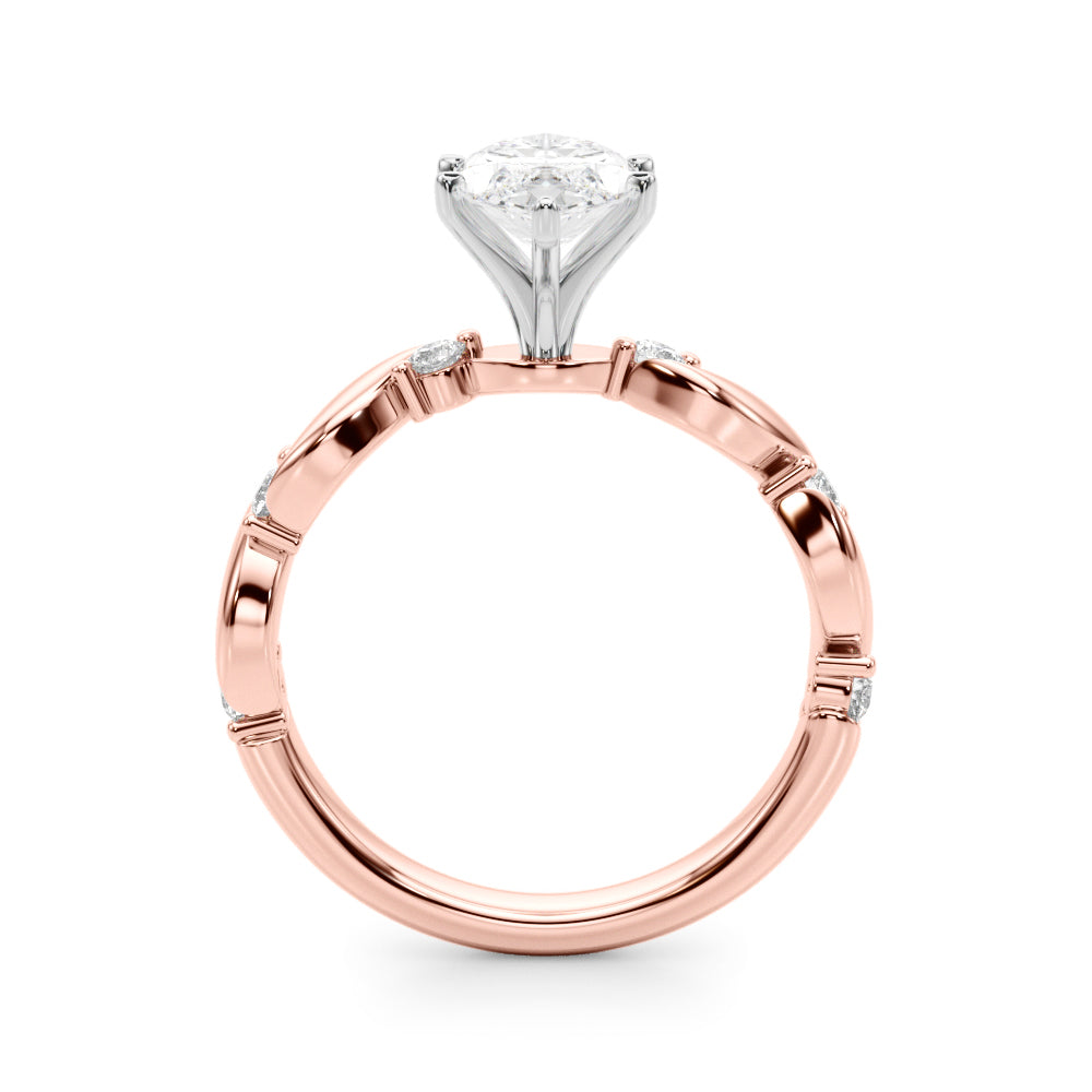 Sculpted Twist Diamond Engagement Ring Round Diamond Engagement Ring — 9K/18K Gold & Platinum