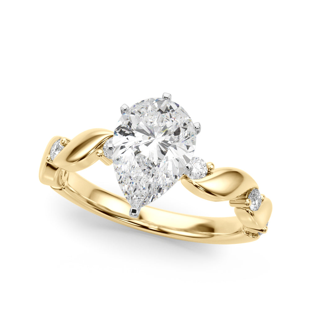 Sculpted Twist Diamond Engagement Ring Round Diamond Engagement Ring — 9K/18K Gold & Platinum