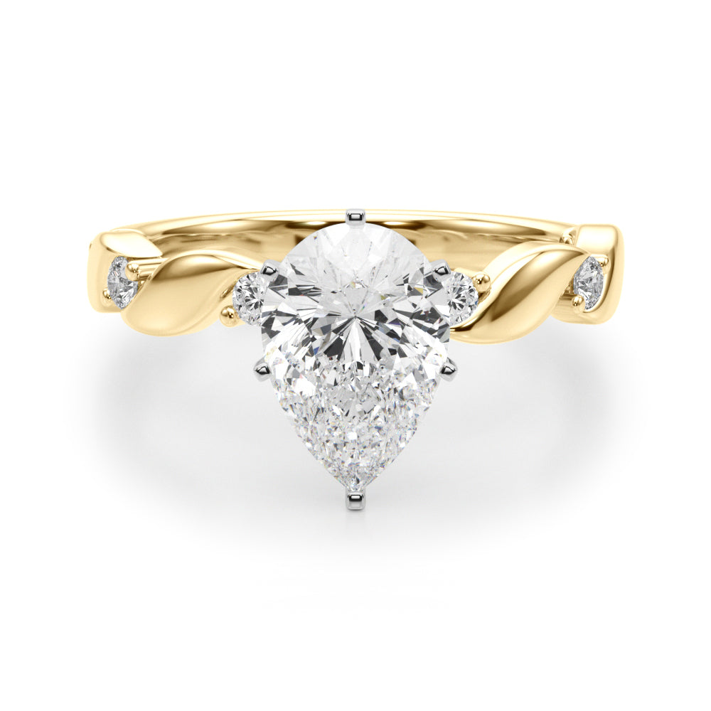 Sculpted Twist Diamond Engagement Ring Round Diamond Engagement Ring — 9K/18K Gold & Platinum