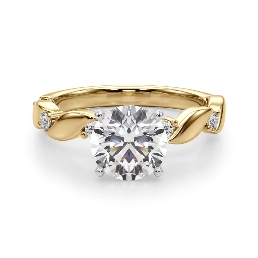 Sculpted Twist Diamond Engagement Ring Round Diamond Engagement Ring — 9K/18K Gold & Platinum