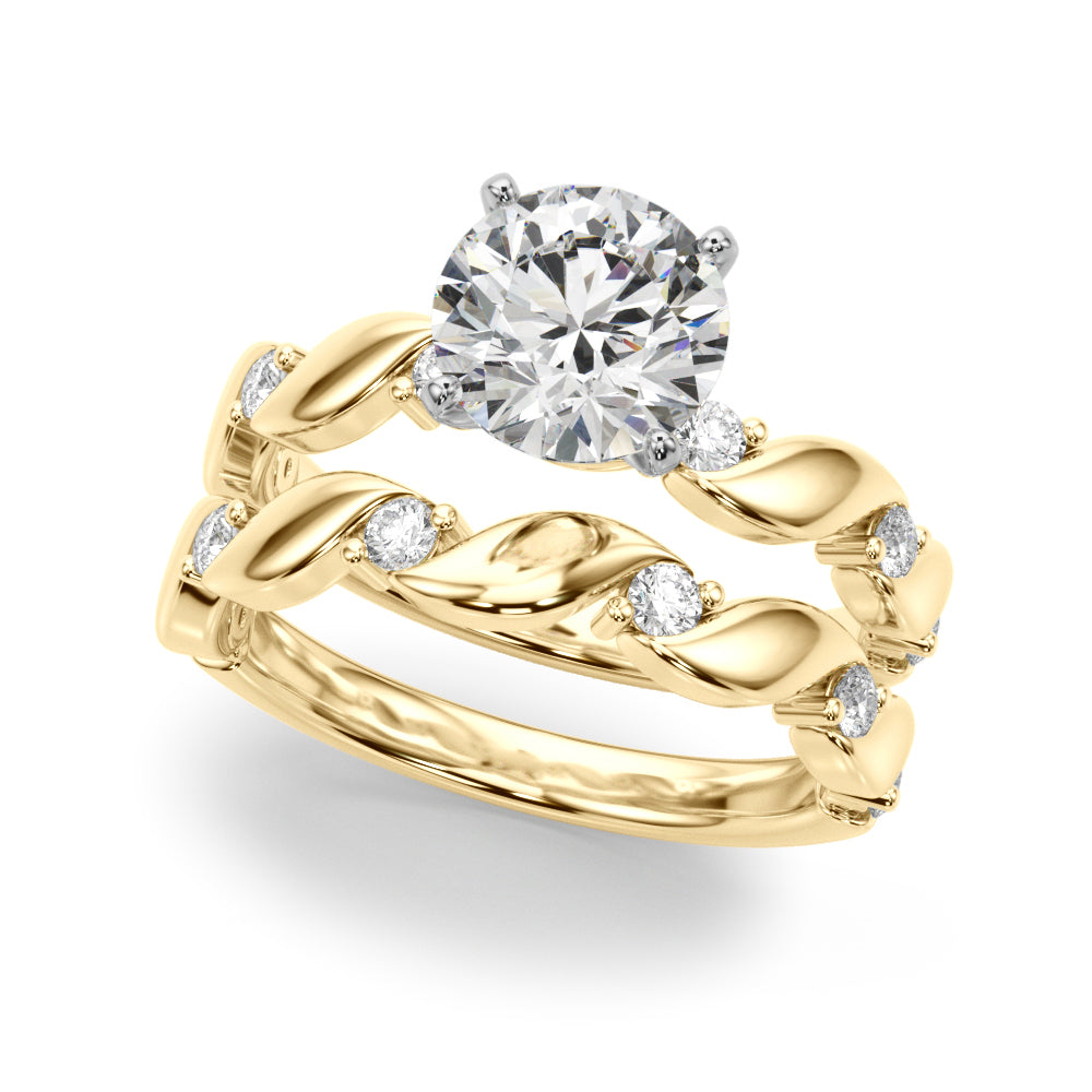 Sculpted Twist Diamond Engagement Ring Round Diamond Engagement Ring — 9K/18K Gold & Platinum