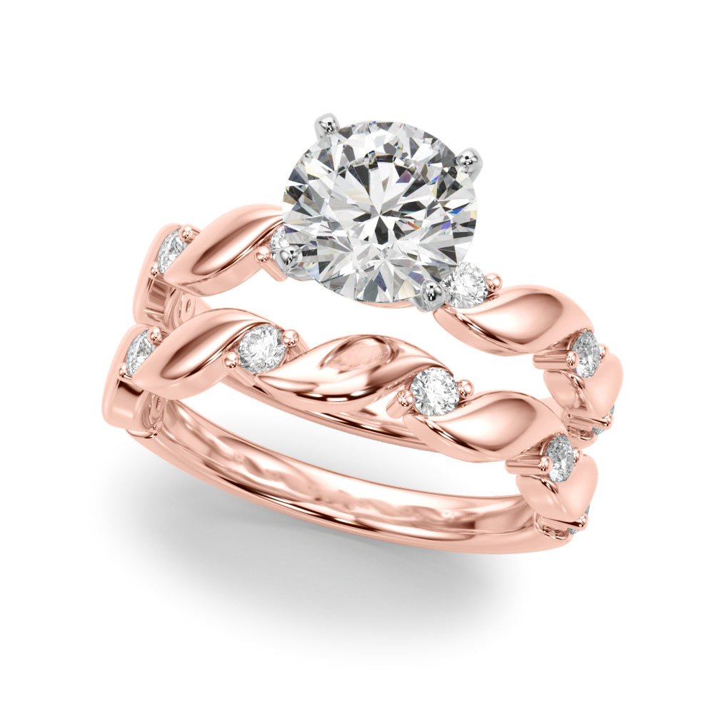 Sculpted Twist Diamond Engagement Ring Round Diamond Engagement Ring — 9K/18K Gold & Platinum