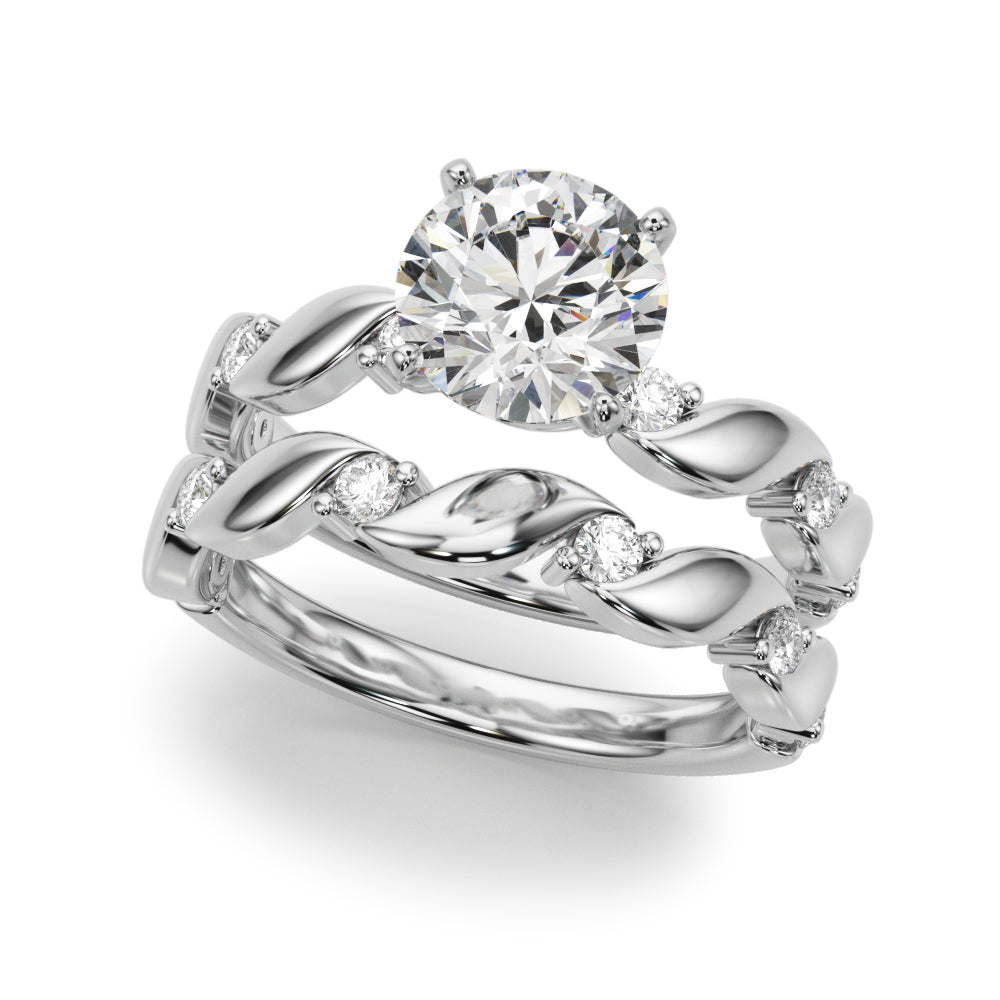 Sculpted Twist Diamond Engagement Ring Round Diamond Engagement Ring — 9K/18K Gold & Platinum