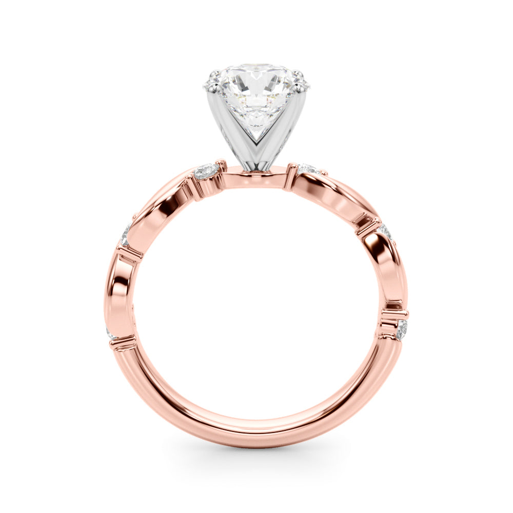 Sculpted Twist Diamond Engagement Ring Round Diamond Engagement Ring — 9K/18K Gold & Platinum