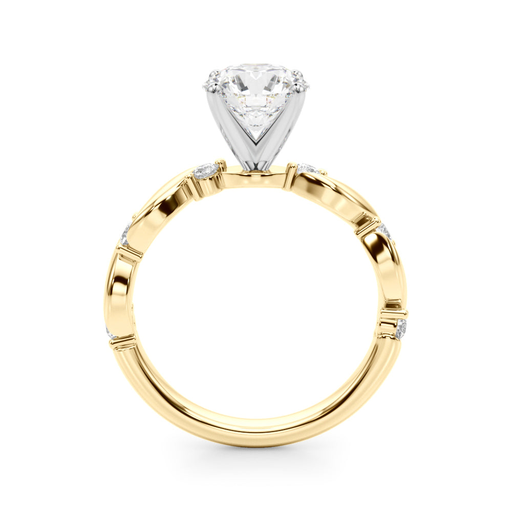 Sculpted Twist Diamond Engagement Ring Round Diamond Engagement Ring — 9K/18K Gold & Platinum