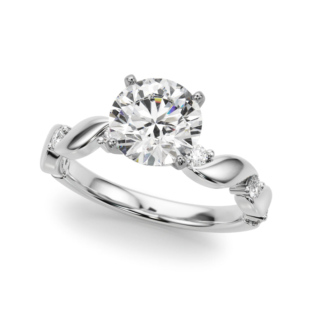 Sculpted Twist Diamond Engagement Ring Round Diamond Engagement Ring — 9K/18K Gold & Platinum