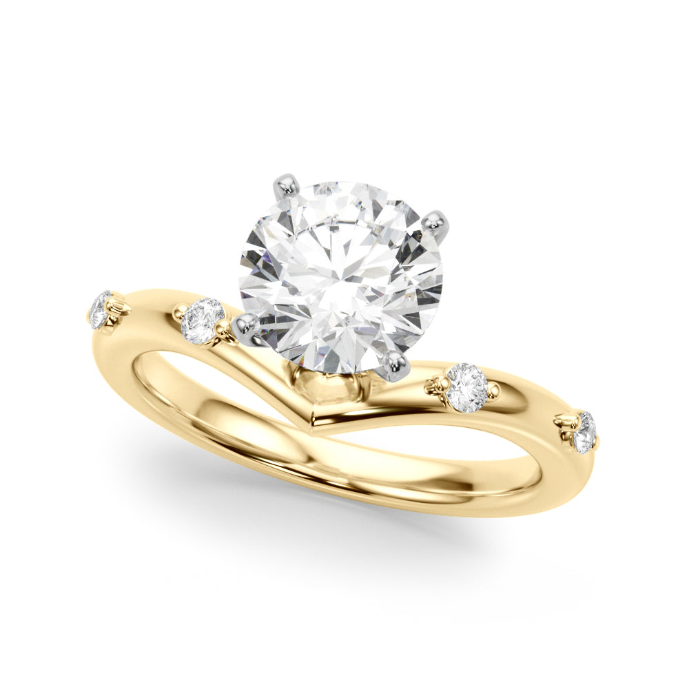Couture Chevron Diamond Engagement Ring Round Diamond Engagement Ring — 9K/18K Gold & Platinum
