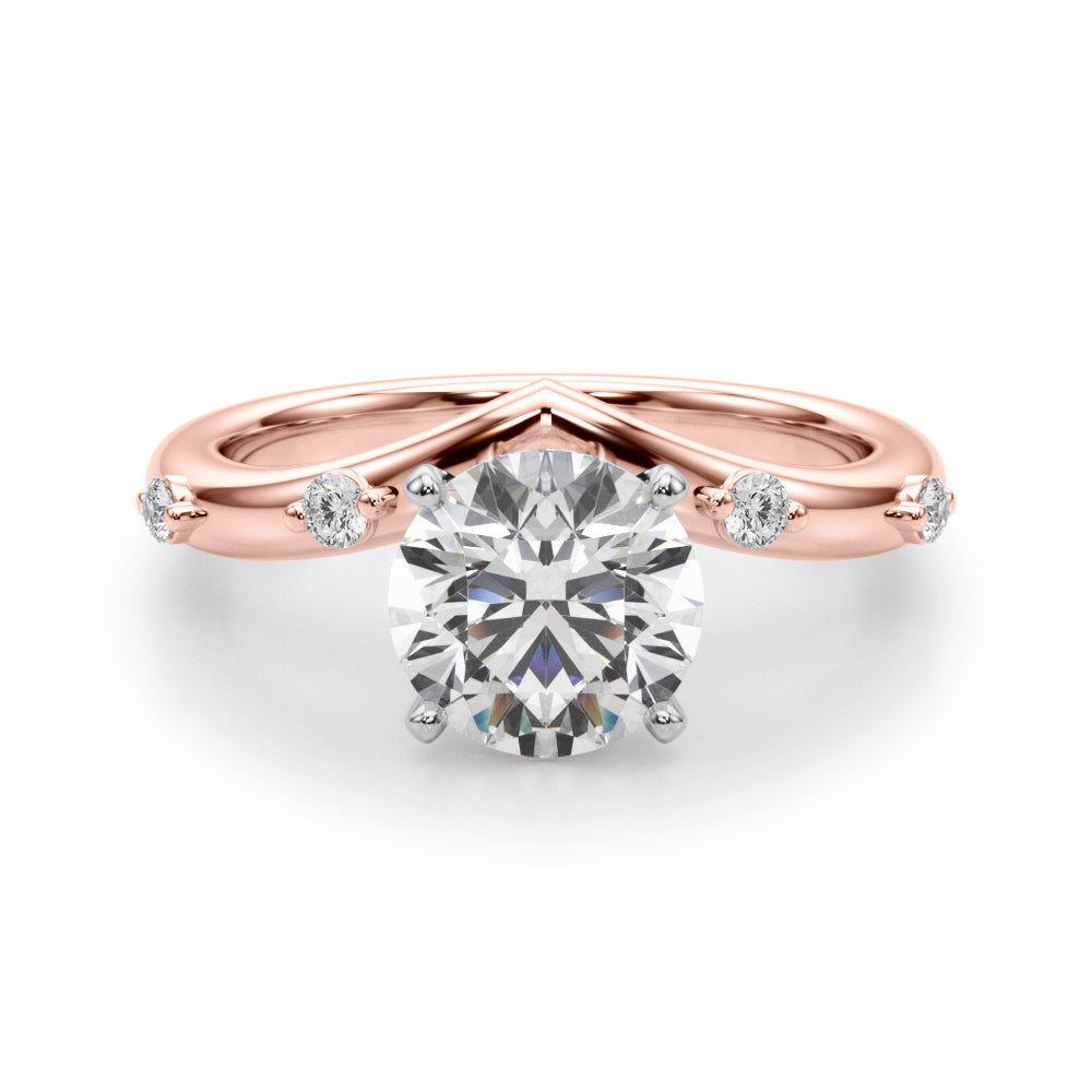 Couture Chevron Diamond Engagement Ring Round Diamond Engagement Ring — 9K/18K Gold & Platinum