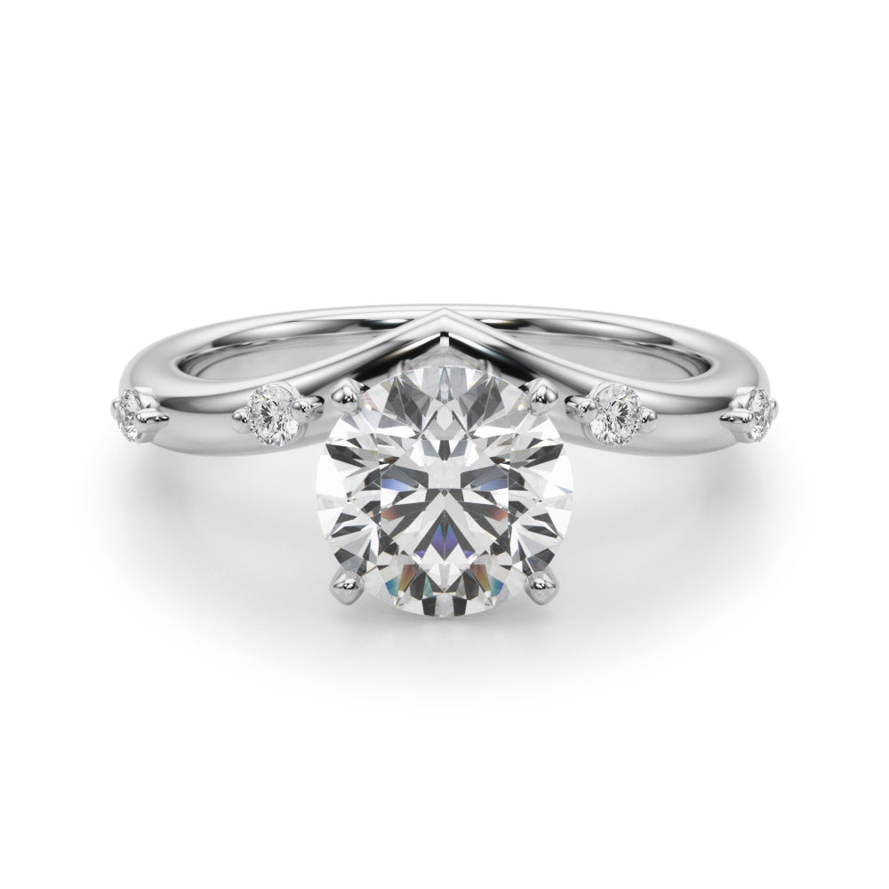 Couture Chevron Diamond Engagement Ring Round Diamond Engagement Ring — 9K/18K Gold & Platinum