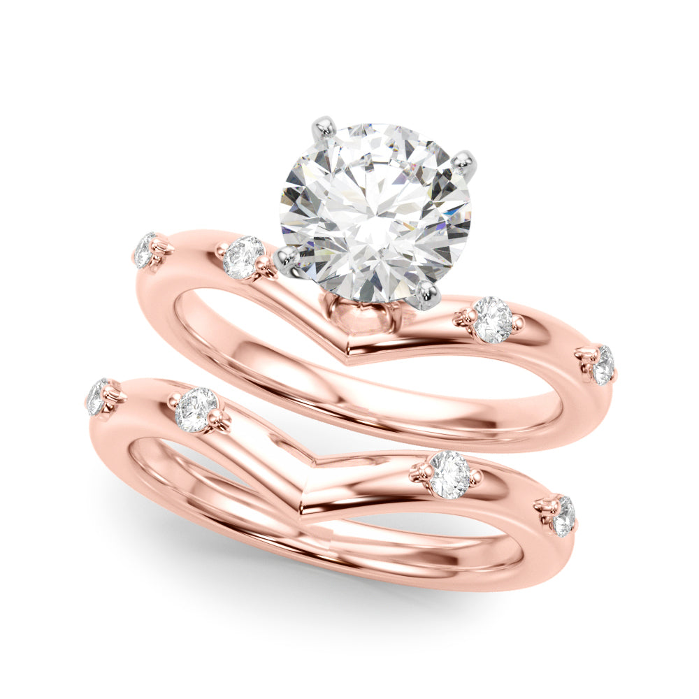 Couture Chevron Diamond Engagement Ring Round Diamond Engagement Ring — 9K/18K Gold & Platinum