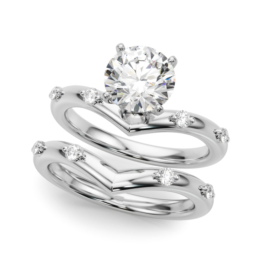 Couture Chevron Diamond Engagement Ring Round Diamond Engagement Ring — 9K/18K Gold & Platinum