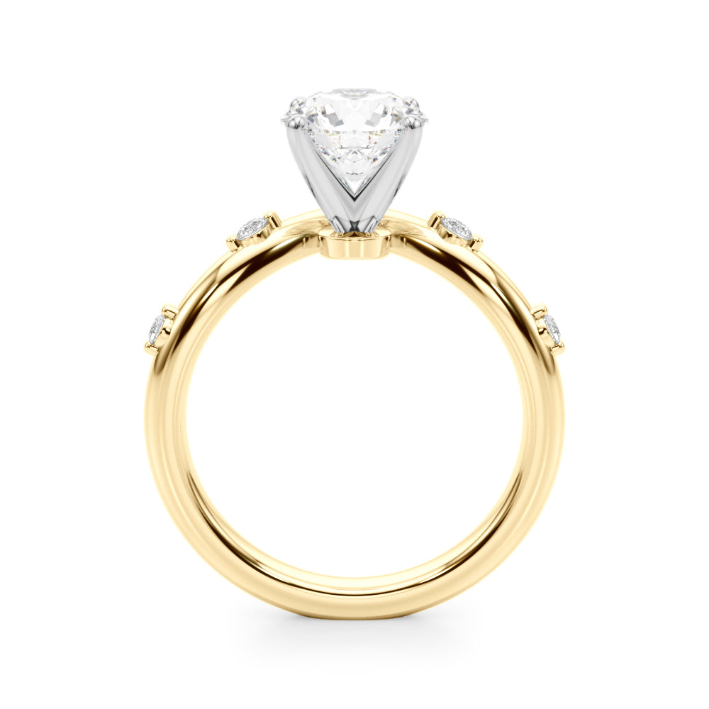 Couture Chevron Diamond Engagement Ring Round Diamond Engagement Ring — 9K/18K Gold & Platinum