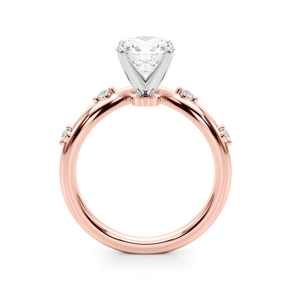 Couture Chevron Diamond Engagement Ring Round Diamond Engagement Ring — 9K/18K Gold & Platinum