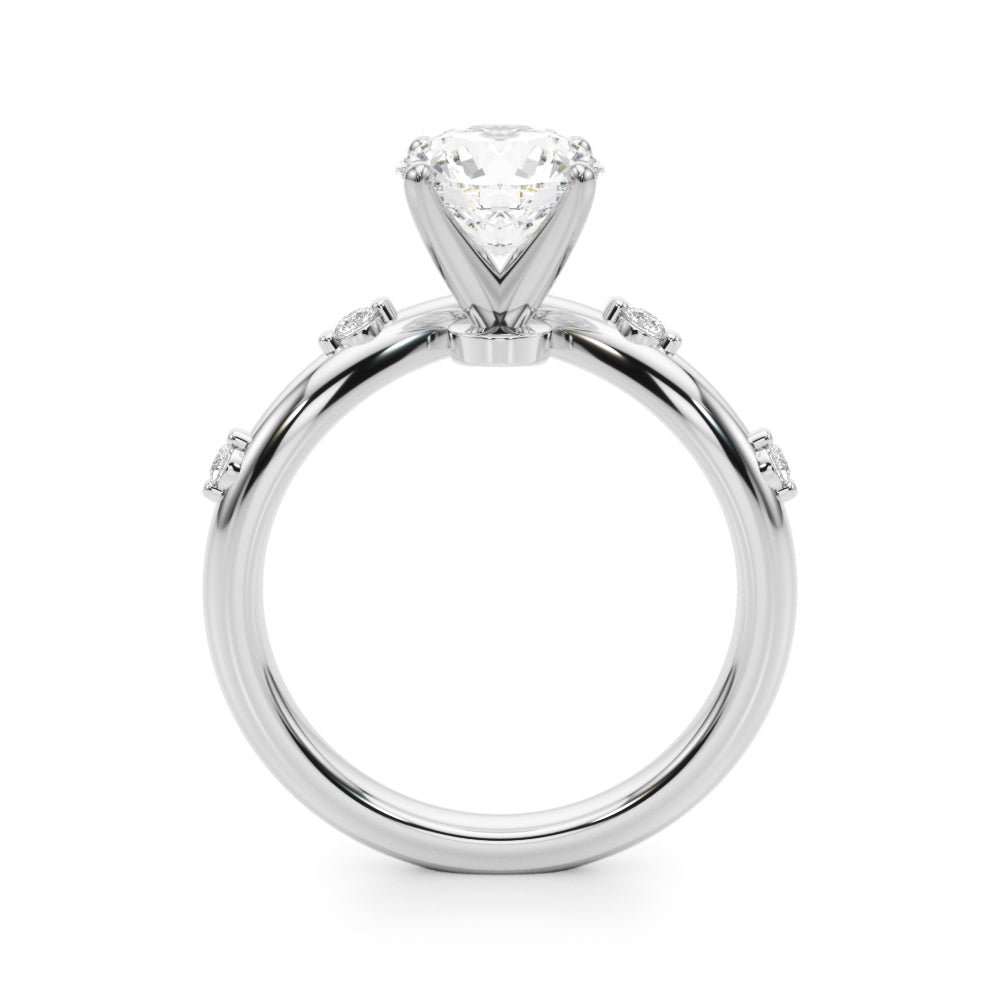 Couture Chevron Diamond Engagement Ring Round Diamond Engagement Ring — 9K/18K Gold & Platinum