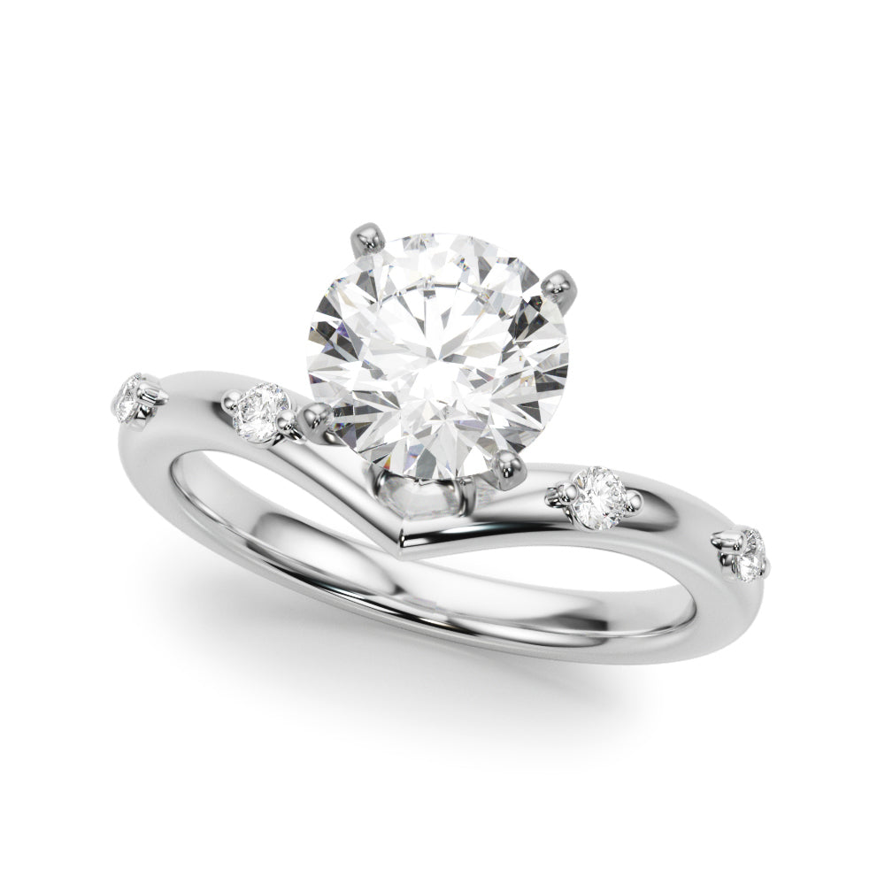 Couture Chevron Diamond Engagement Ring Round Diamond Engagement Ring — 9K/18K Gold & Platinum