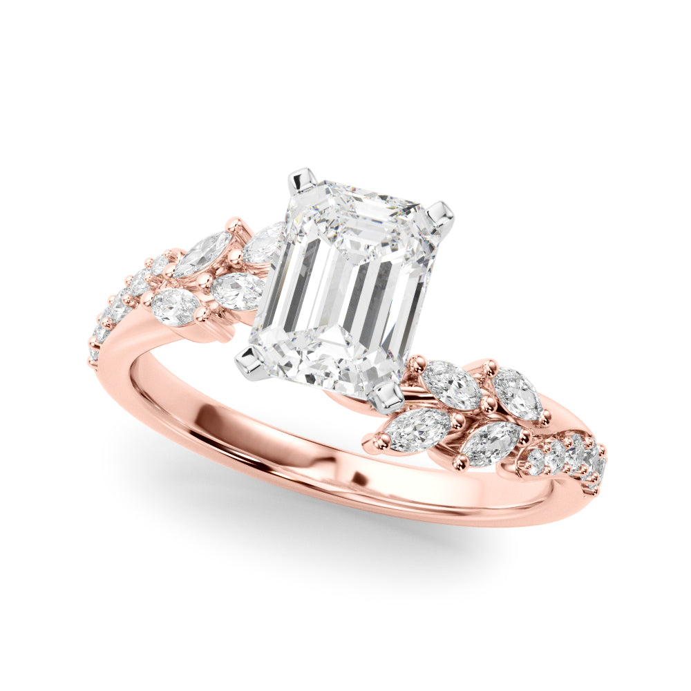 Romantic Diamond Leaf Engagement Ring Round Diamond Engagement Ring — 9K/18K Gold & Platinum