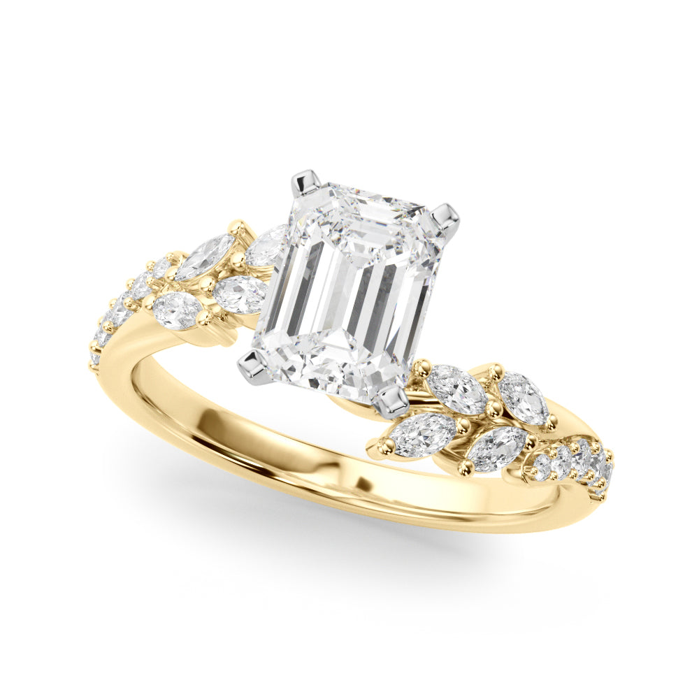Romantic Diamond Leaf Engagement Ring Round Diamond Engagement Ring — 9K/18K Gold & Platinum