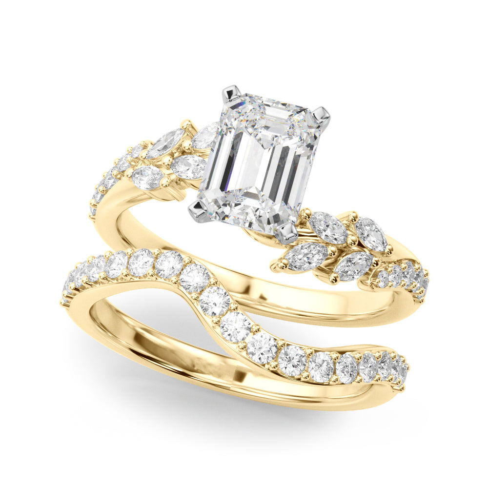 Romantic Diamond Leaf Engagement Ring Round Diamond Engagement Ring — 9K/18K Gold & Platinum