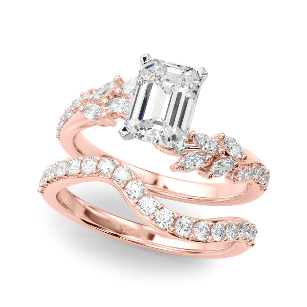 Romantic Diamond Leaf Engagement Ring Round Diamond Engagement Ring — 9K/18K Gold & Platinum