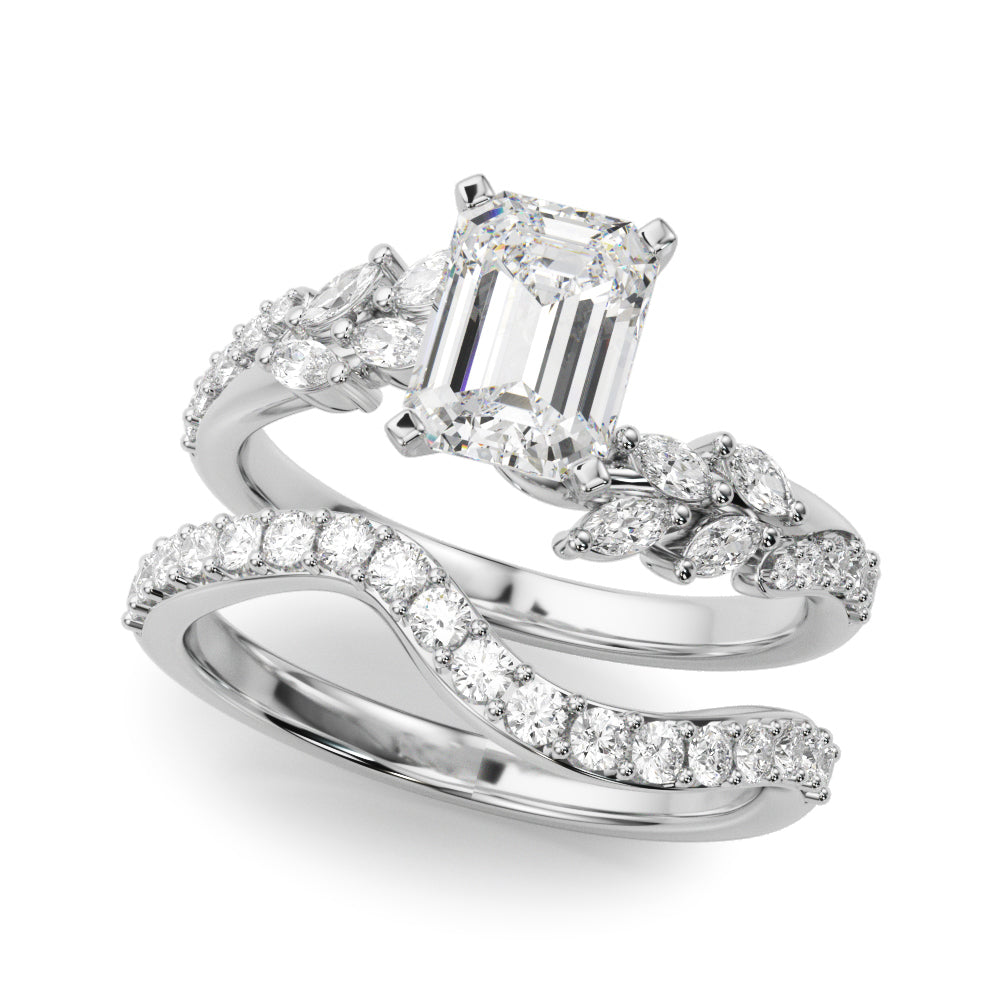 Romantic Diamond Leaf Engagement Ring Round Diamond Engagement Ring — 9K/18K Gold & Platinum