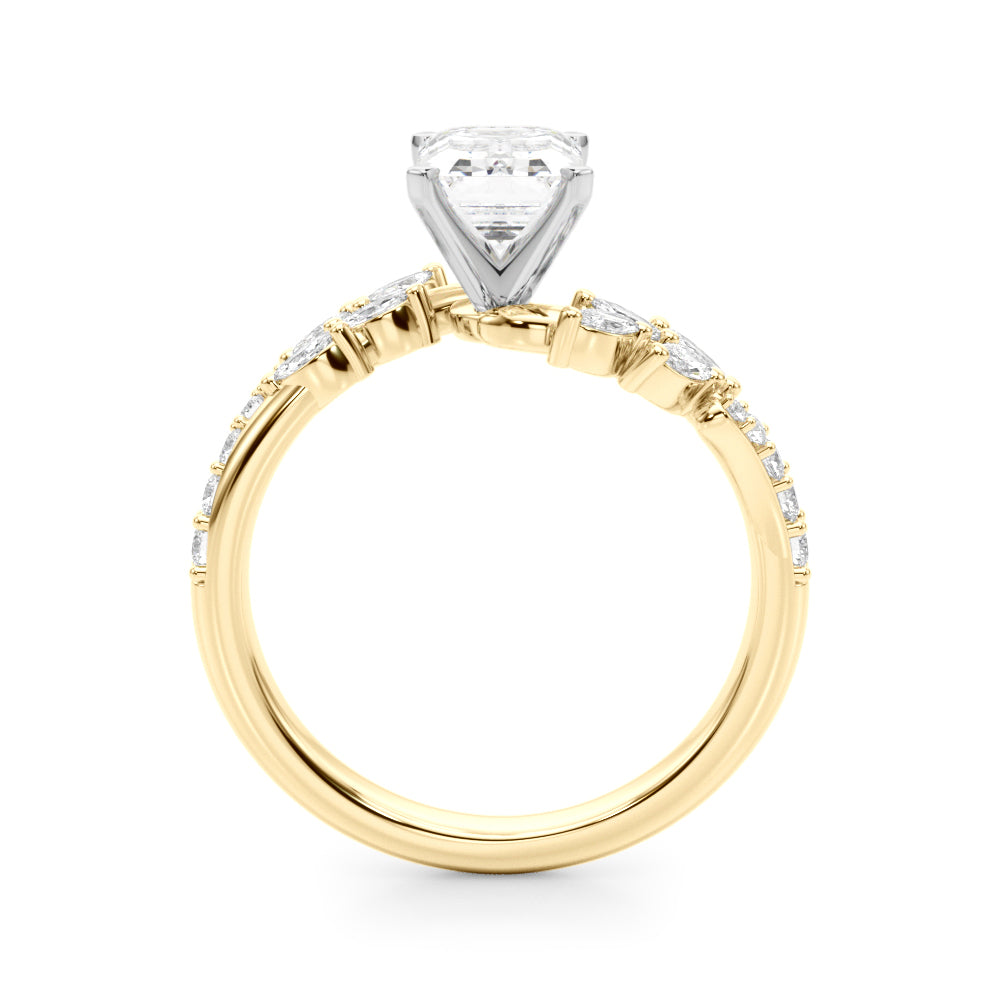 Romantic Diamond Leaf Engagement Ring Round Diamond Engagement Ring — 9K/18K Gold & Platinum