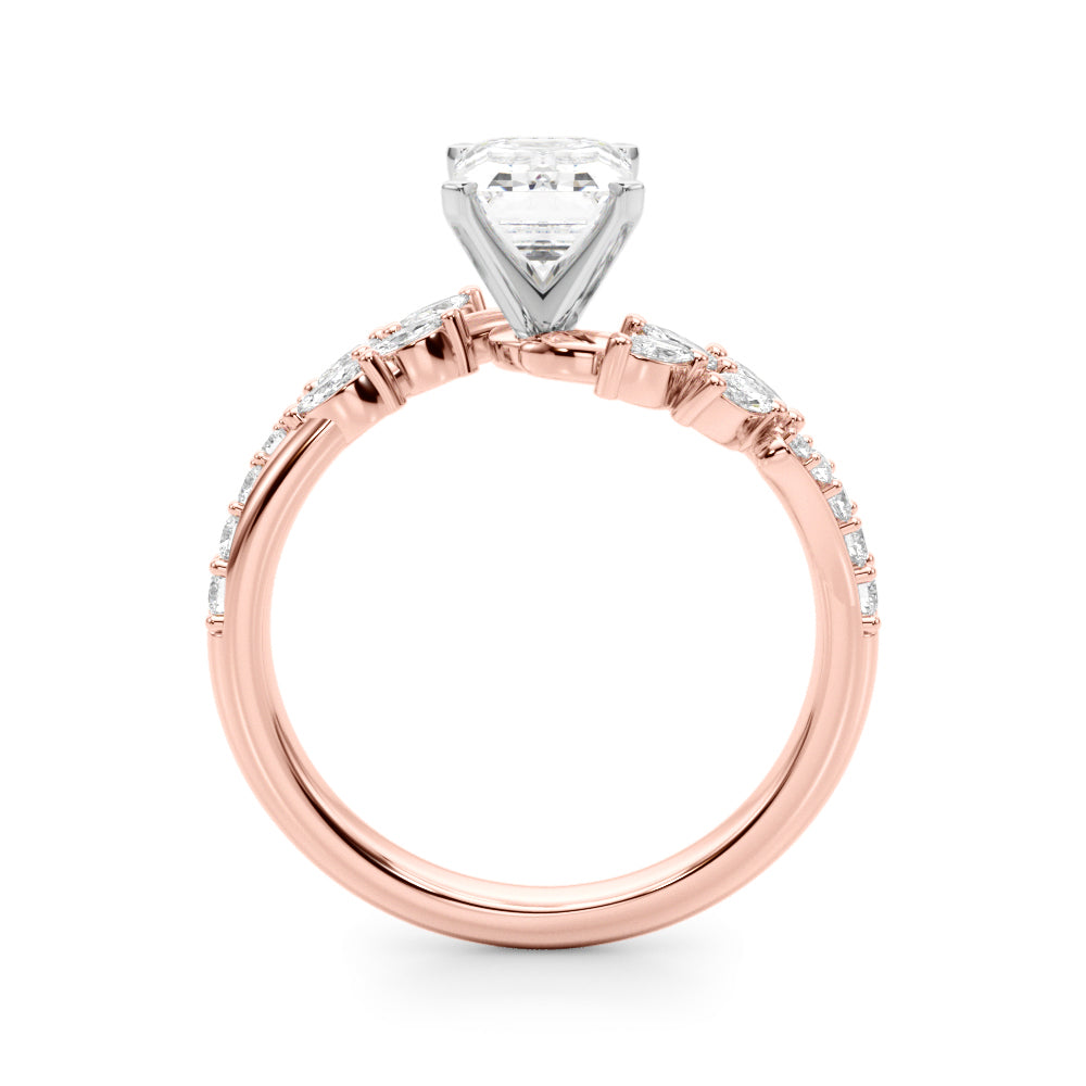 Romantic Diamond Leaf Engagement Ring Round Diamond Engagement Ring — 9K/18K Gold & Platinum