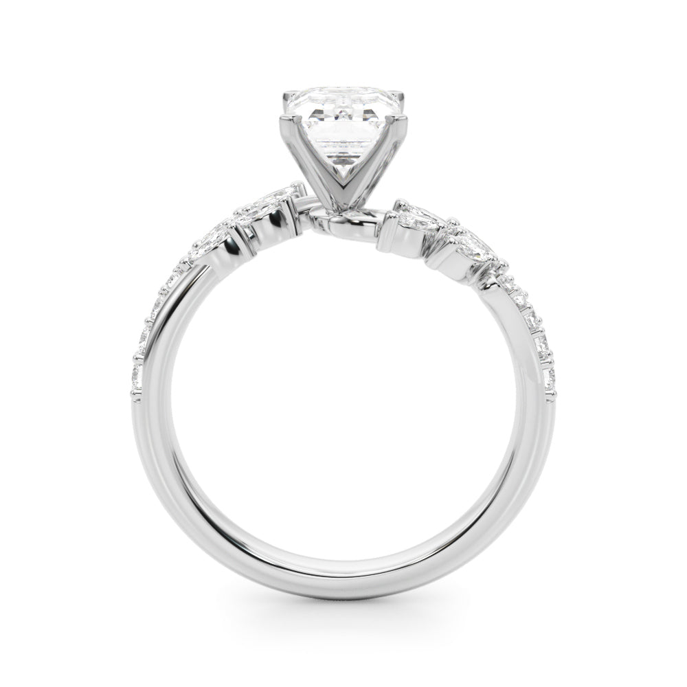 Romantic Diamond Leaf Engagement Ring Round Diamond Engagement Ring — 9K/18K Gold & Platinum