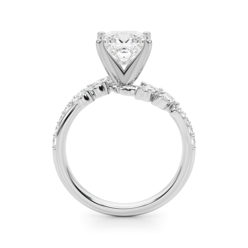 Romantic Diamond Leaf Engagement Ring Round Diamond Engagement Ring — 9K/18K Gold & Platinum