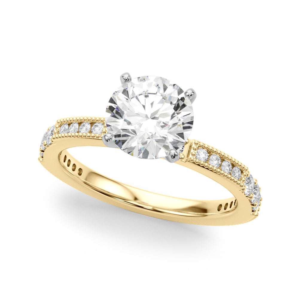 Lustrous Sidestone Round Diamond Engagement Ring — 9K/18K Gold & Platinum