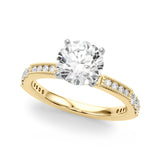 Lustrous Sidestone Round Diamond Engagement Ring — 9K/18K Gold & Platinum