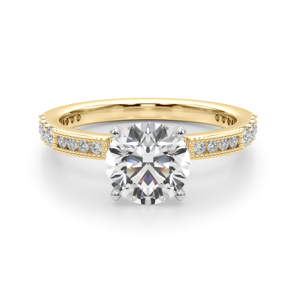 Lustrous Sidestone Round Diamond Engagement Ring — 9K/18K Gold & Platinum