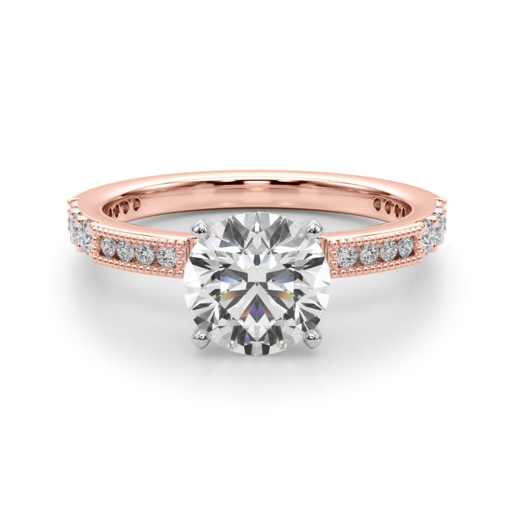 Lustrous Sidestone Round Diamond Engagement Ring — 9K/18K Gold & Platinum