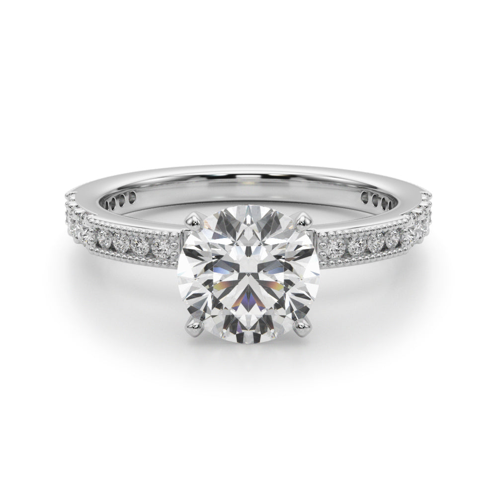 Lustrous Sidestone Round Diamond Engagement Ring — 9K/18K Gold & Platinum
