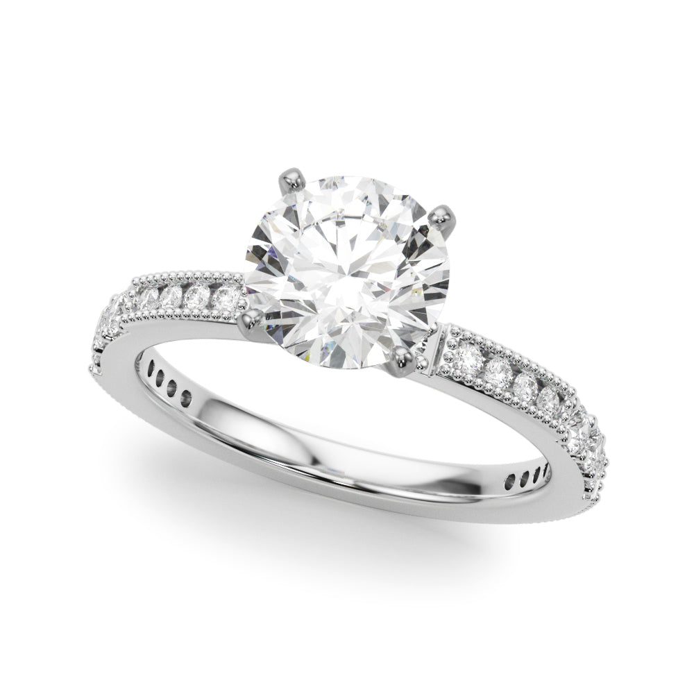 Lustrous Sidestone Round Diamond Engagement Ring — 9K/18K Gold & Platinum