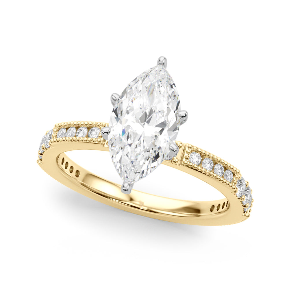 Lustrous Sidestone Round Diamond Engagement Ring — 9K/18K Gold & Platinum
