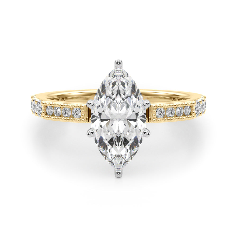 Lustrous Sidestone Round Diamond Engagement Ring — 9K/18K Gold & Platinum