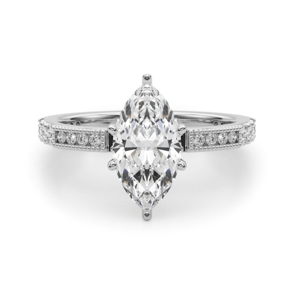 Lustrous Sidestone Round Diamond Engagement Ring — 9K/18K Gold & Platinum