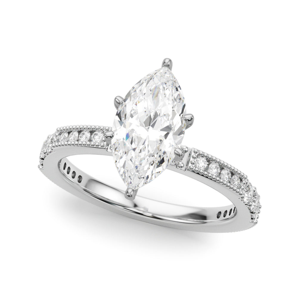 Lustrous Sidestone Round Diamond Engagement Ring — 9K/18K Gold & Platinum