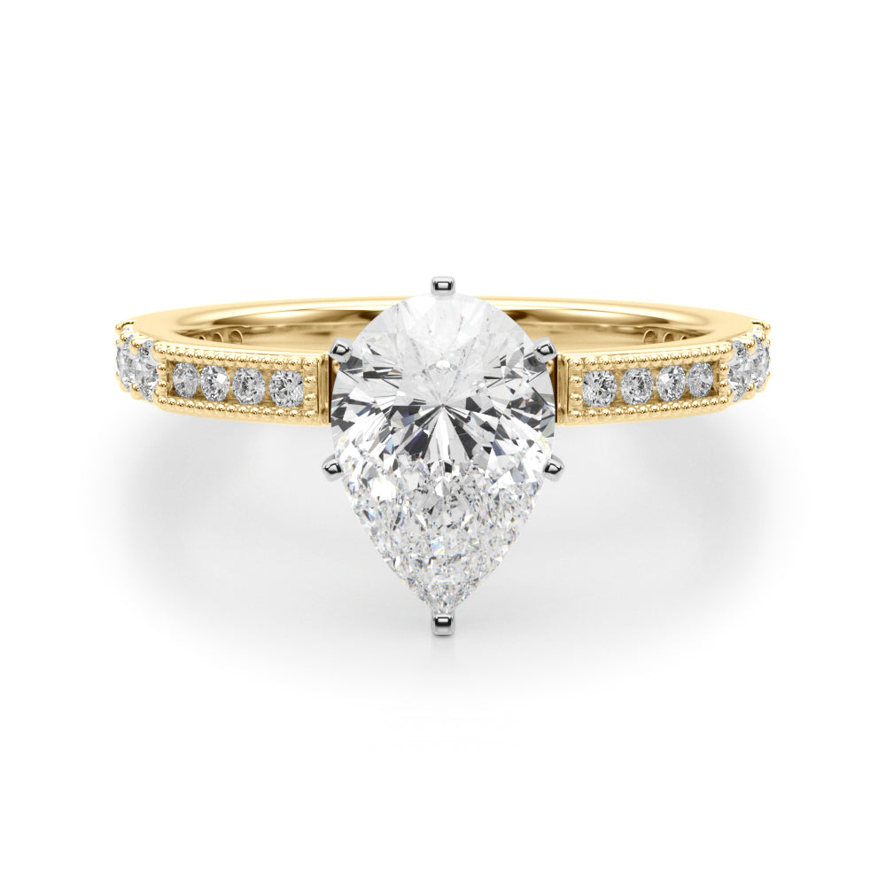 Lustrous Sidestone Round Diamond Engagement Ring — 9K/18K Gold & Platinum